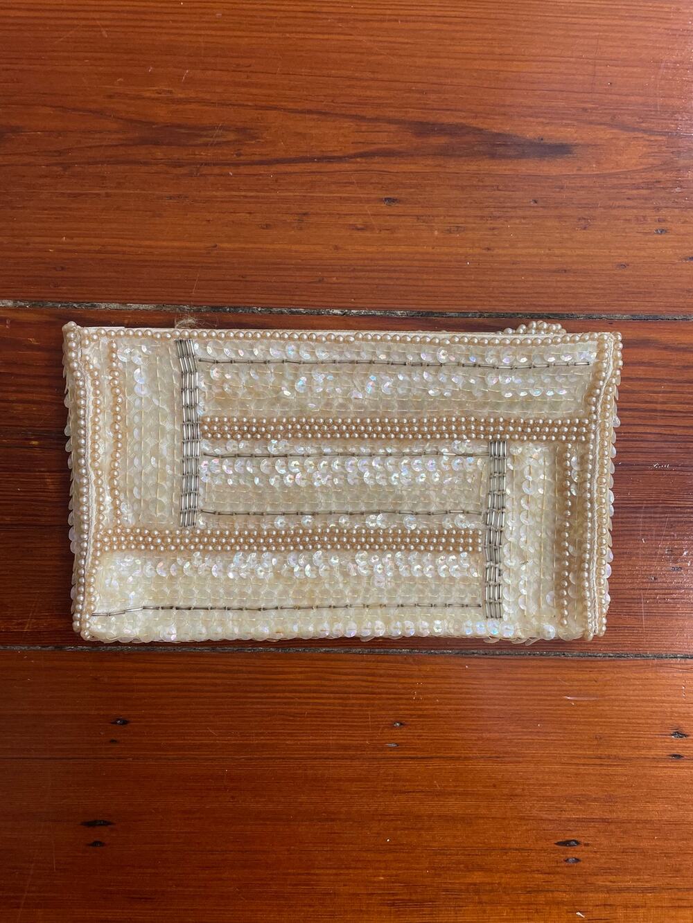 Vintage 50s La Regale Beaded Sequin Clutch Made in Japan